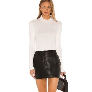 Amanda Uprichard x Revolve Vegan Leather Black Brooklyn Mini Skirt Small